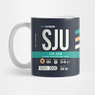 San Juan (SJU) Puerto Rico Airport Code Baggage Tag Mug